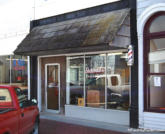 Photo of Sherman's Barber Shop in downtown Avon, Indiana