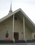 Chinese Community Church building and entrance in Carmel, Indiana