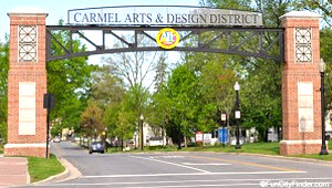 Signage for the Carmel Arts and Design District, downtown Carmel, Indiana