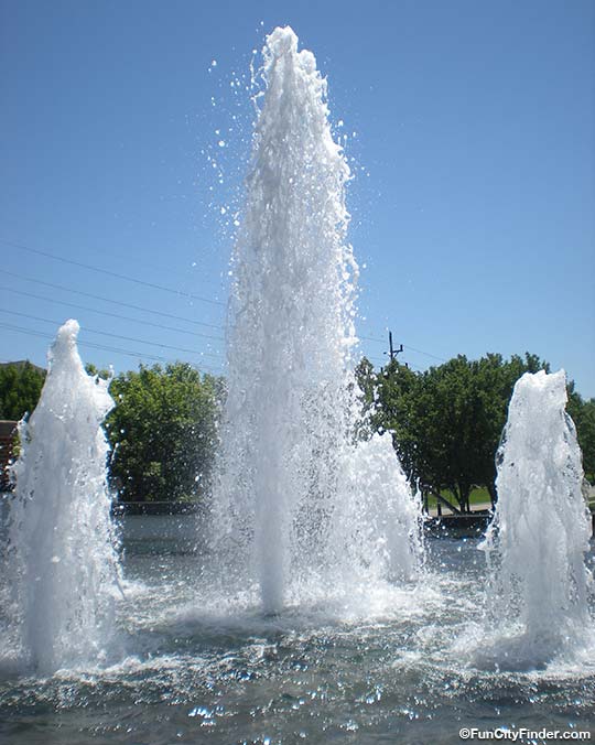 Photograph of the Carmel City Hall fountain up close near downtown Carmel