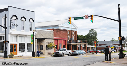 Businesses in downtown Danville, Indiana