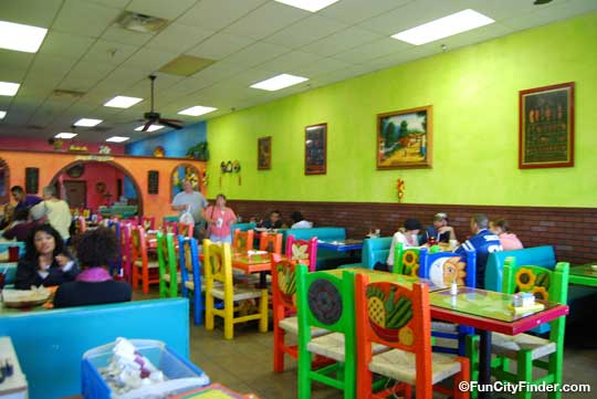 Photograph of the interior of Mi Pueblo Mexican Restaurant in Franklin, Indiana