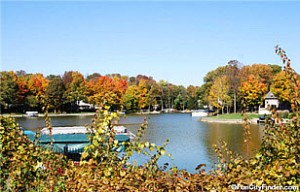 Boats at Geist Lake in Northeast Indianapolis, Indiana