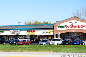 Business strip mall in Geist, Indiana, northeast of Indianapolis