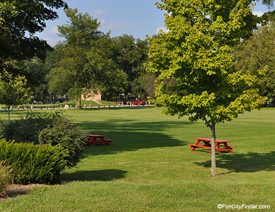 Photo of picnic tables at Riley Park in Greenfield, Indiana