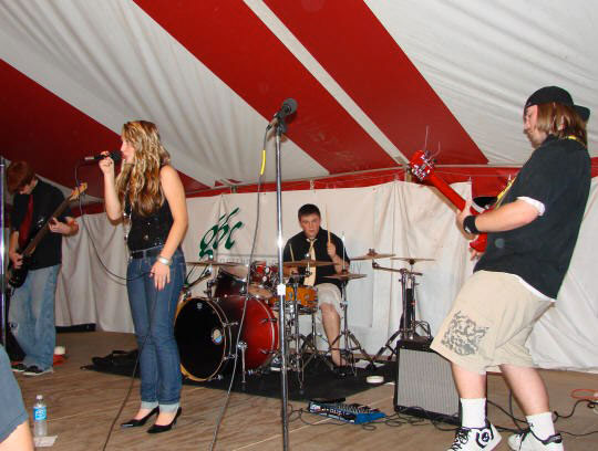 Picture of a teen band performing at the Riley Festival in Greenfield, Indiana