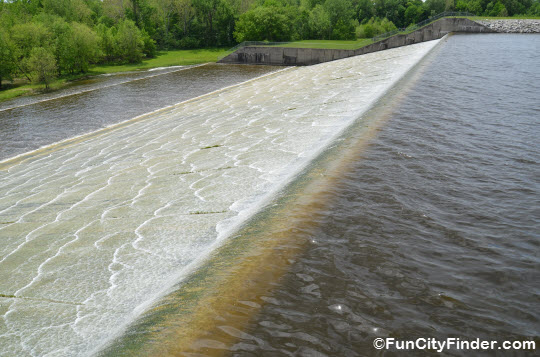 Water running over the dam at Morse Lake