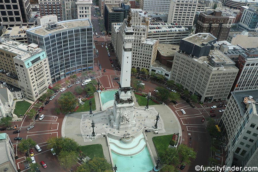 Aerial Photo of Monument Circle in Downtown Indianapolis