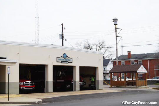 Photograph of the Lebanon Fire Department in downtown Lebanon, Indiana.
