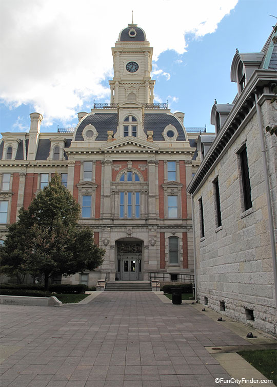 Side view of the Hamilton County Courthouse in Noblesville, Indiana