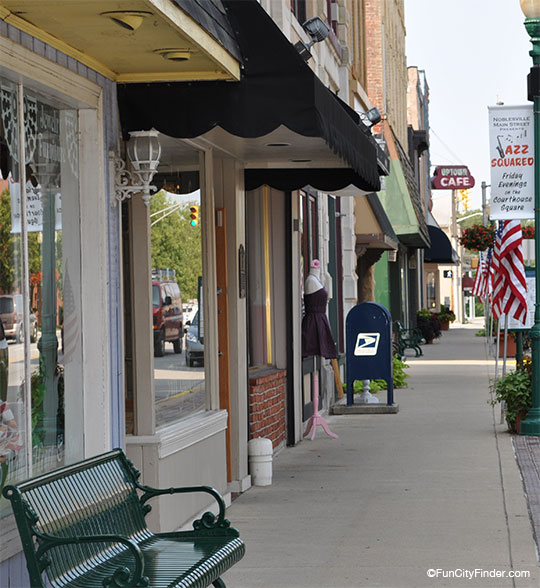 Shops in downtown Noblesville, Indiana