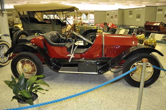Photo of an antique car in the Indianapolis Motor Speedway Museum in Speedway, Indiana