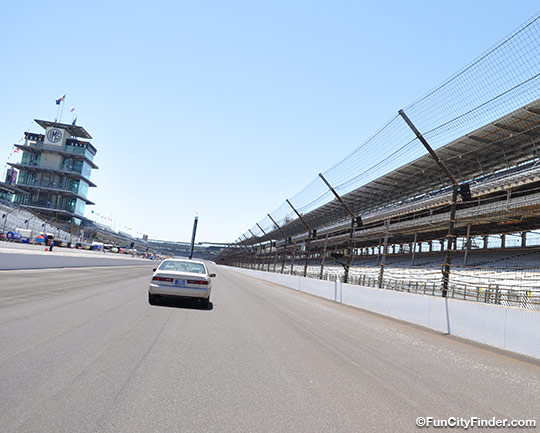Picture of a car on the Indianapolis Motor Speedway track before the Indianapolis 500
