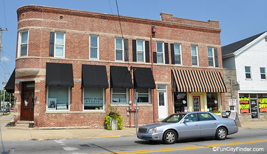 Historic brick building in downtown Westfield, Indiana