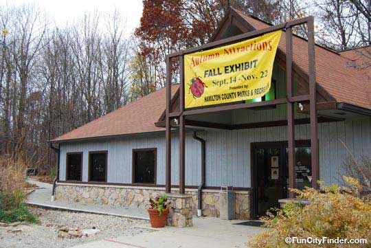 Photographs of the Cool Creek Nature Center building in Westfield, Indiana